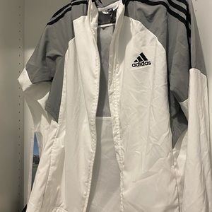 Adidas White and Grey Windbreaker.